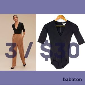 Babaton - 3/$30 - XXS - Franz bodysuit half sleeve deep v black